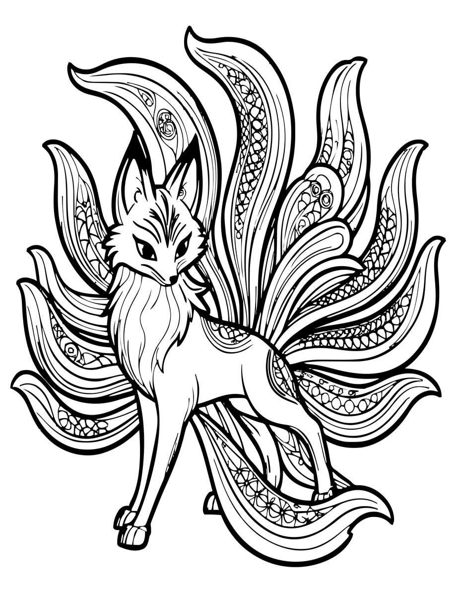 Kitsune - free printable coloring page