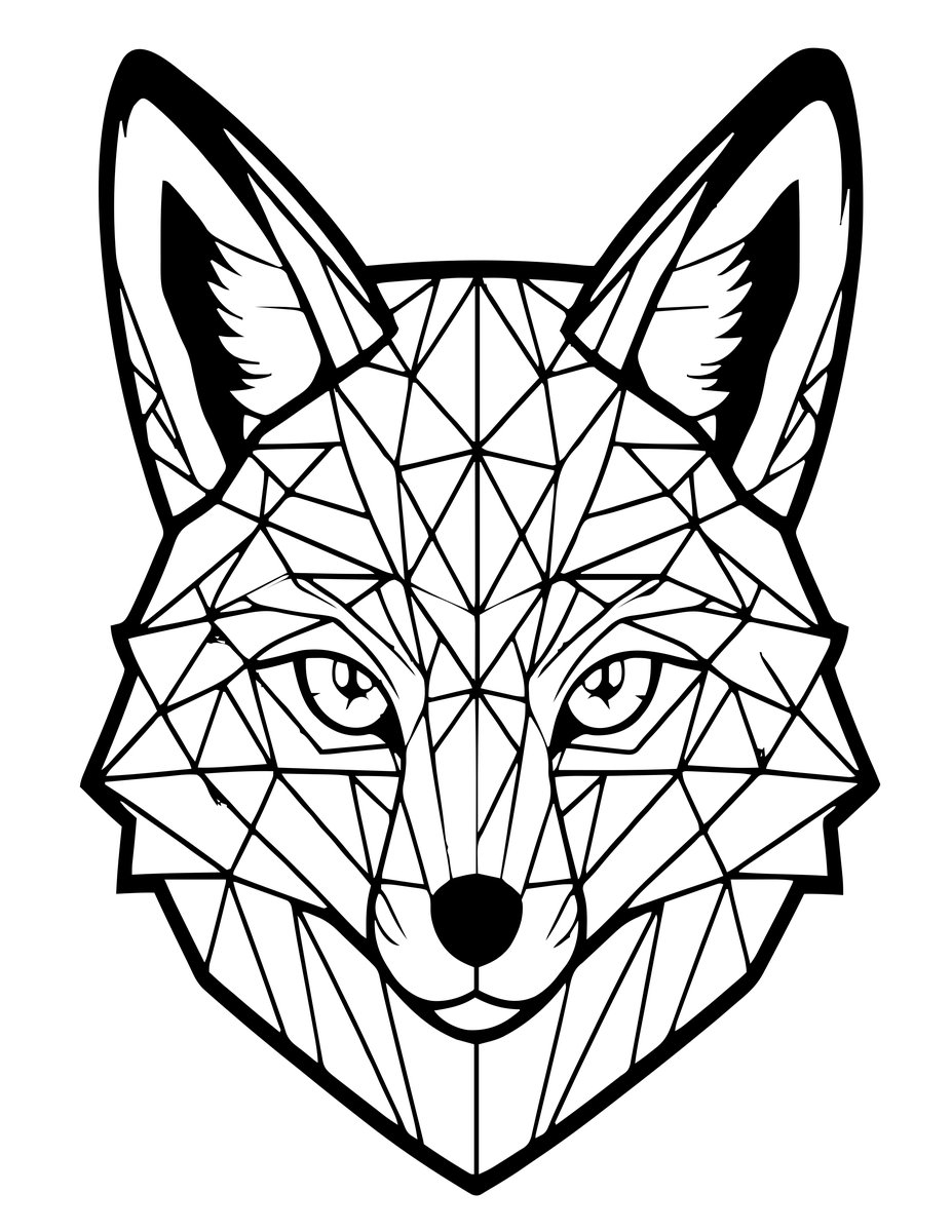 Geometric Fox - free printable coloring page