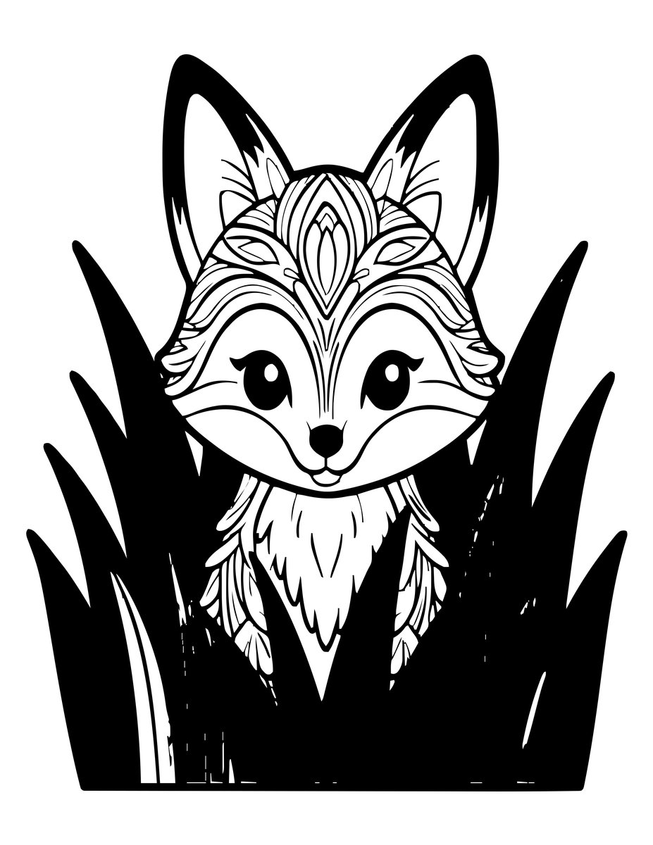 Summer Fox - free printable coloring page