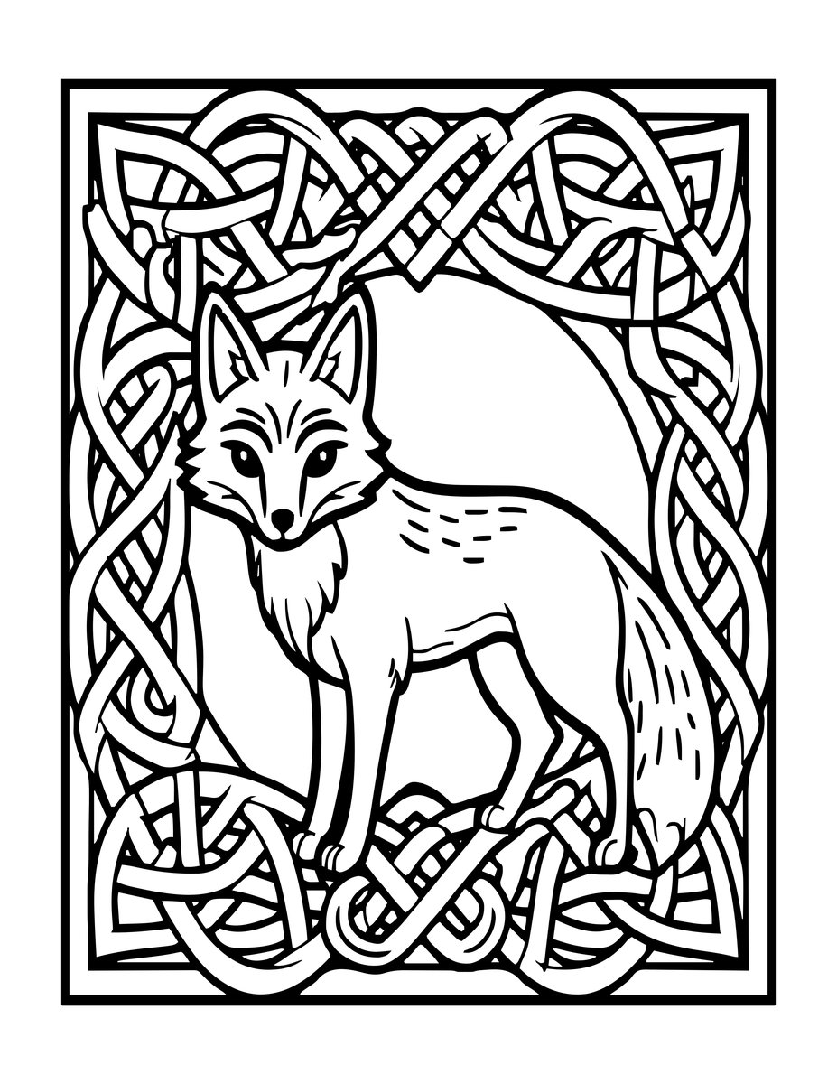 Celtic Fox - free printable coloring page