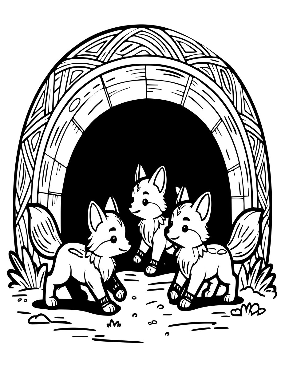 Fox Kits - free printable coloring page