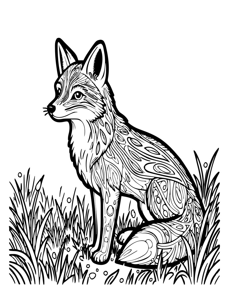 Fox at Dawn - free printable coloring page
