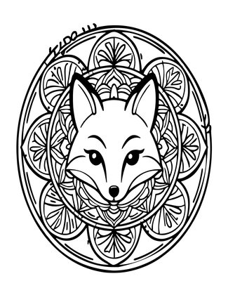 Fox Mandala - Free printable coloring page