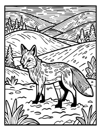 Fox in Snow - Free printable coloring page