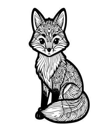 Fox Sitting - Free printable coloring page