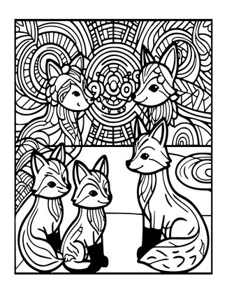 Fox Family - Free printable coloring page