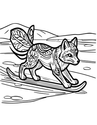 Fox on Ice - Free printable coloring page