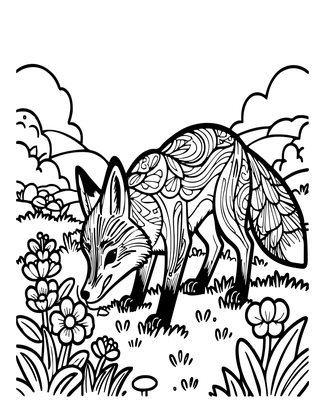 Spring Fox - Free printable coloring page
