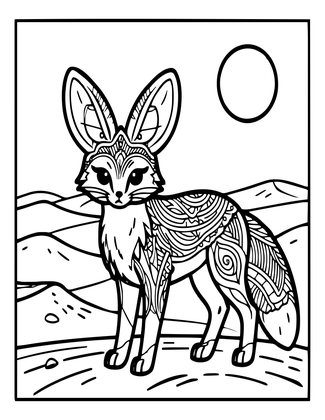 Fennec Fox - Free printable coloring page