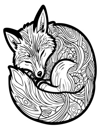 Fox Sleeping - Free printable coloring page