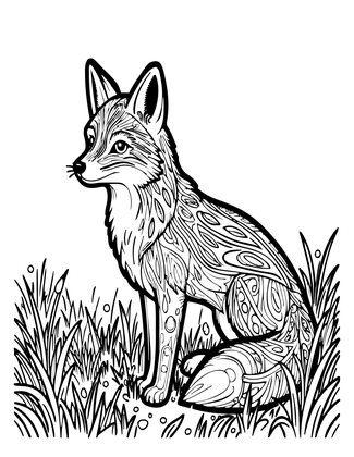 Fox at Dawn - Free printable coloring page