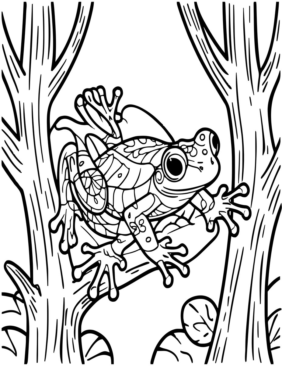 Flying Frog - free printable coloring page