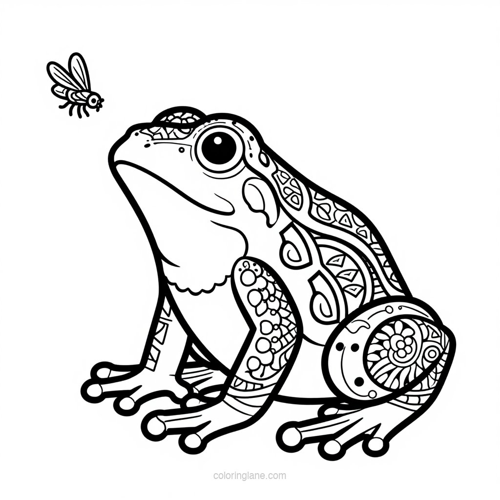 Frog on Branch - free printable coloring page