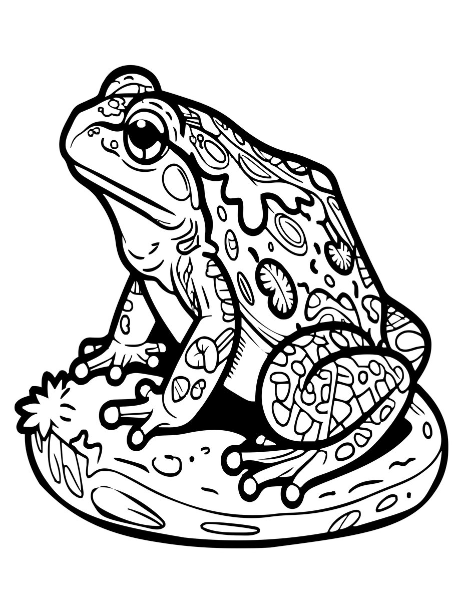 Mossy Frog - free printable coloring page