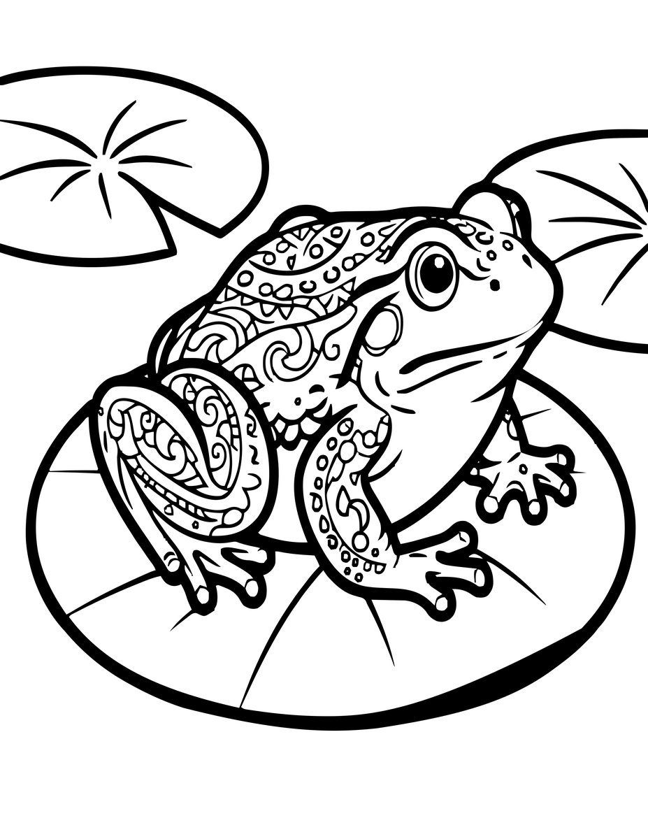 Frog on Lily Pad - free printable coloring page