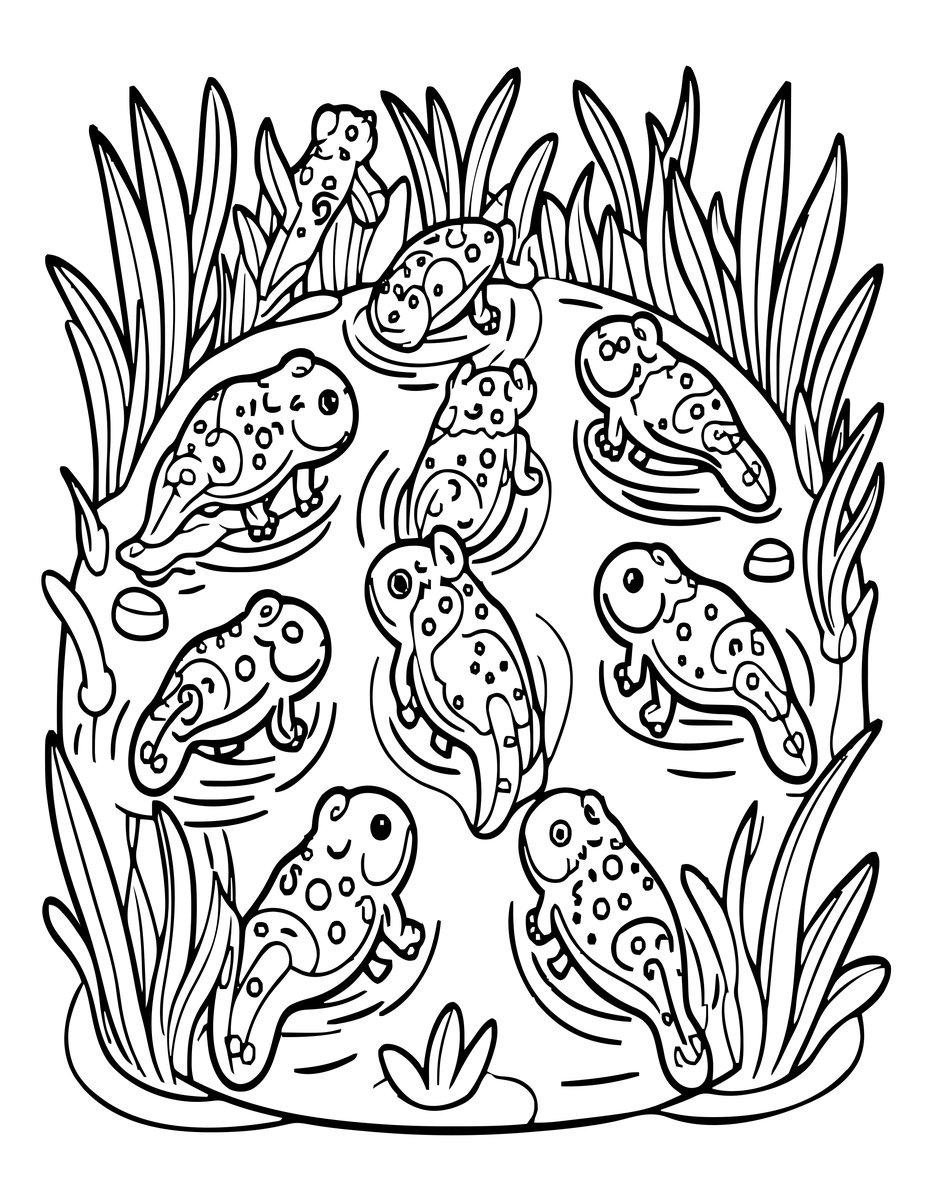 Tadpoles - free printable coloring page