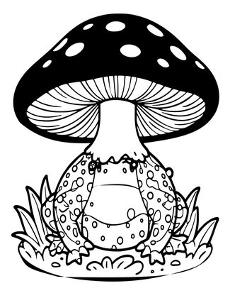 Toad Under Toadstool - Free printable coloring page