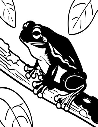 Frog on Branch - Free printable coloring page
