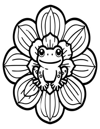 Frog in Flower - Free printable coloring page