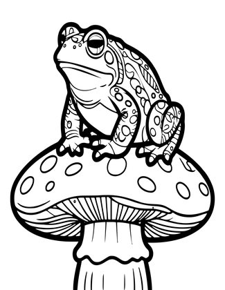 Toad on Mushroom - Free printable coloring page
