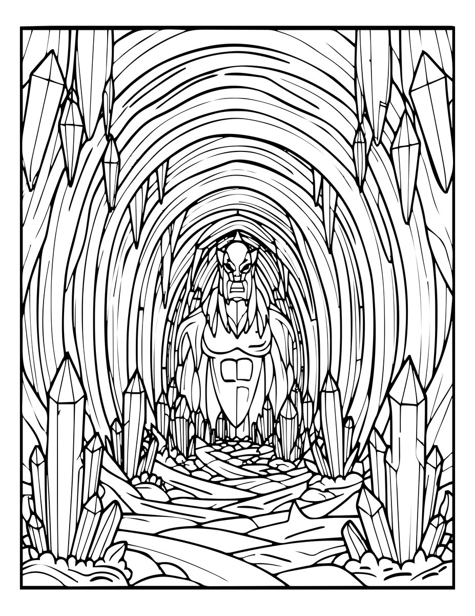 Crystal Cave Lair - free printable coloring page