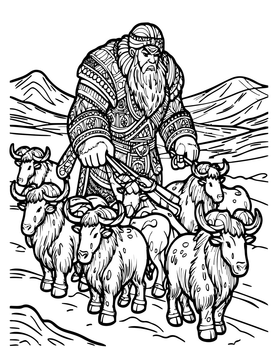 Winter Shepherd - free printable coloring page