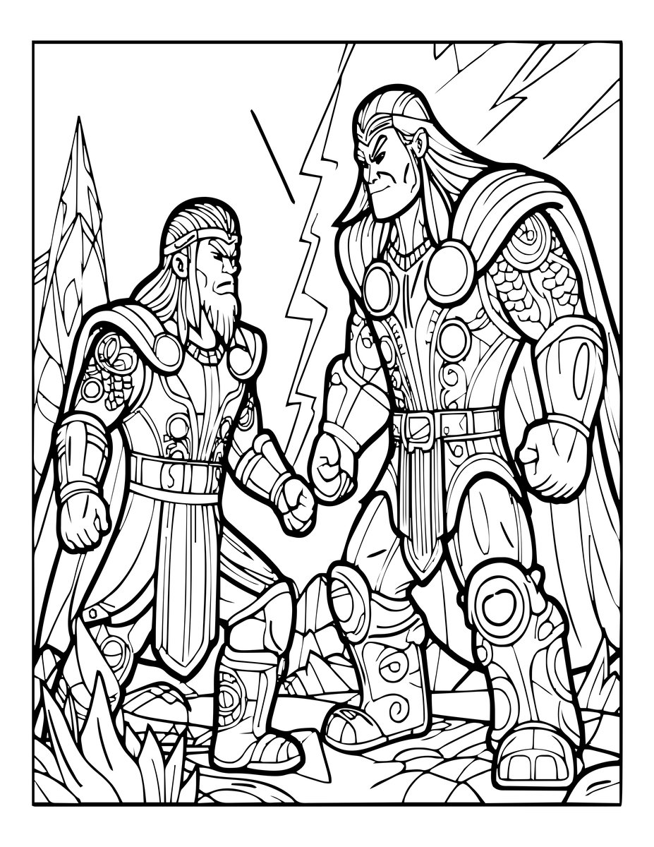 Frost Giant vs Thor - free printable coloring page