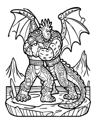 Frost Giant vs Dragon - Free printable coloring page
