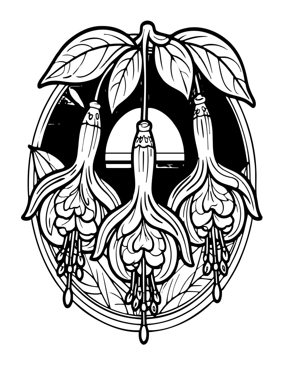 Fuchsia at Sunset - free printable coloring page