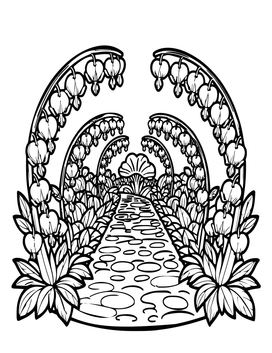 Bleeding Heart Path - free printable coloring page