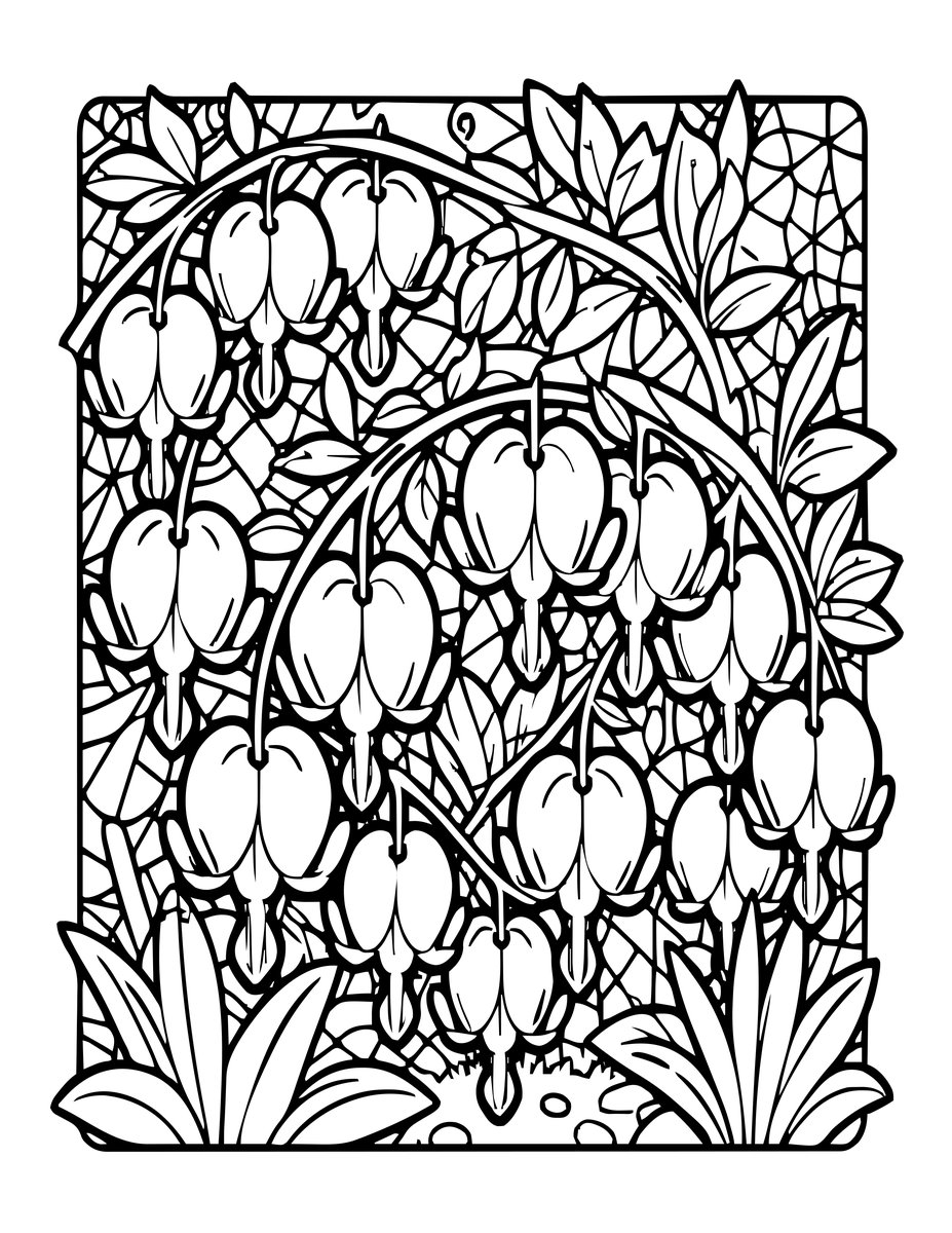 White Bleeding Heart - free printable coloring page
