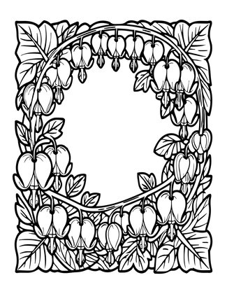Bleeding Heart Border - Free printable coloring page