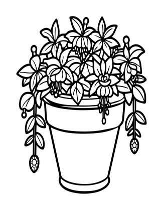 Potted Fuchsia - Free printable coloring page
