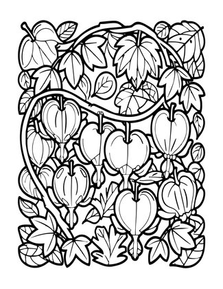 Bleeding Heart Autumn - Free printable coloring page