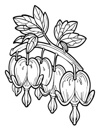 Bleeding Heart Botanical - Free printable coloring page