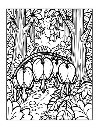 Bleeding Heart in Woodland - Free printable coloring page