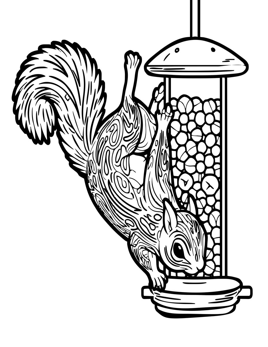 Squirrel - free printable coloring page