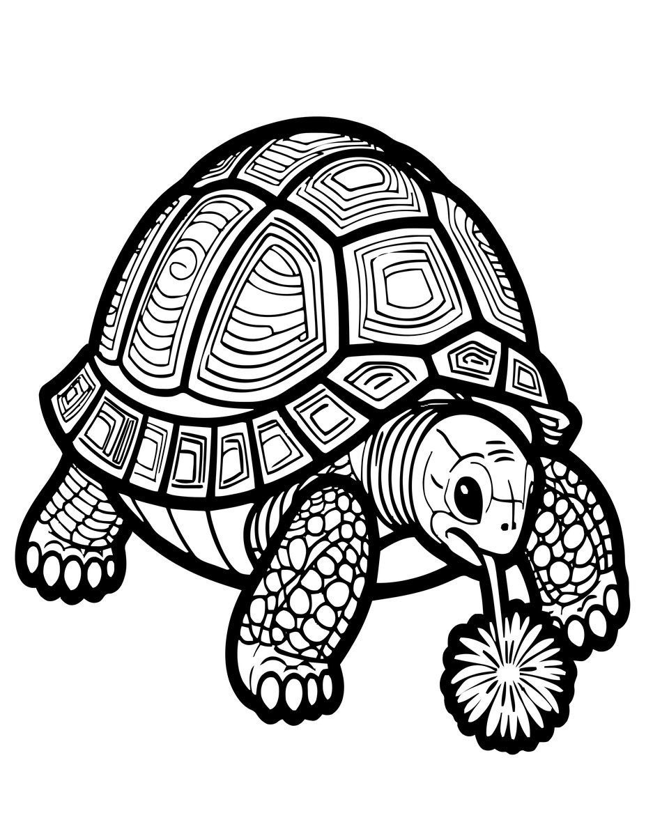Garden Tortoise - free printable coloring page