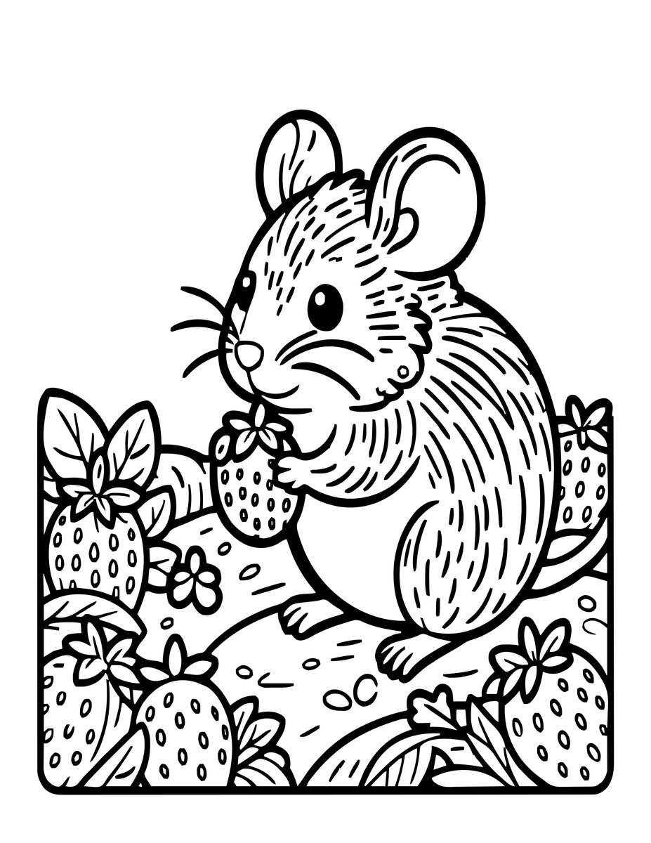Garden Mouse - free printable coloring page