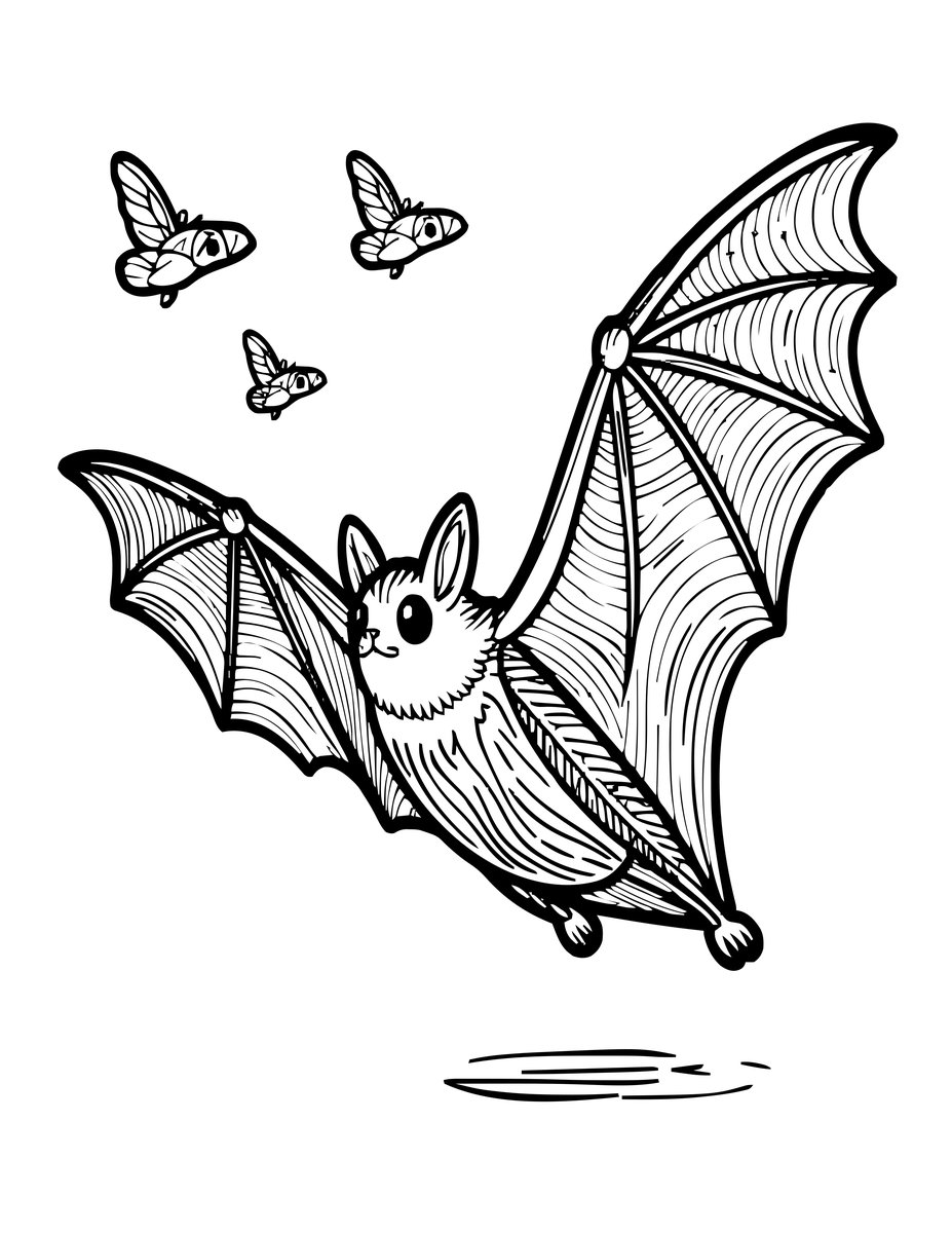 Bat at Dusk - free printable coloring page