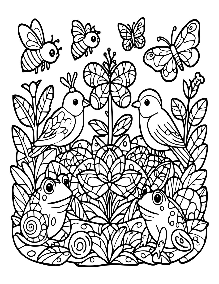 Garden Ecosystem - free printable coloring page