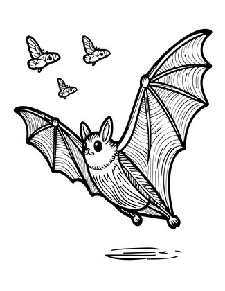 Bat at Dusk - Free printable coloring page