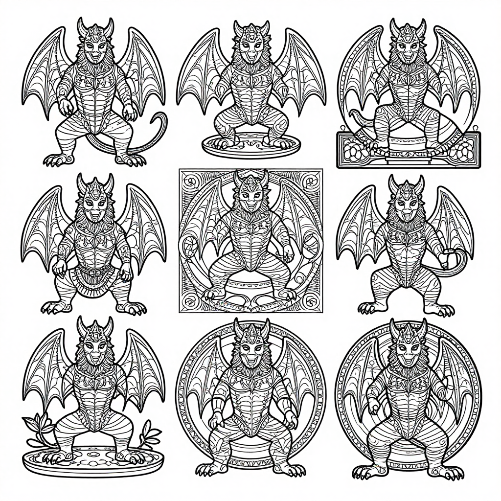 Gargoyles Grotesques coloring pages collection - 30 free printable pages