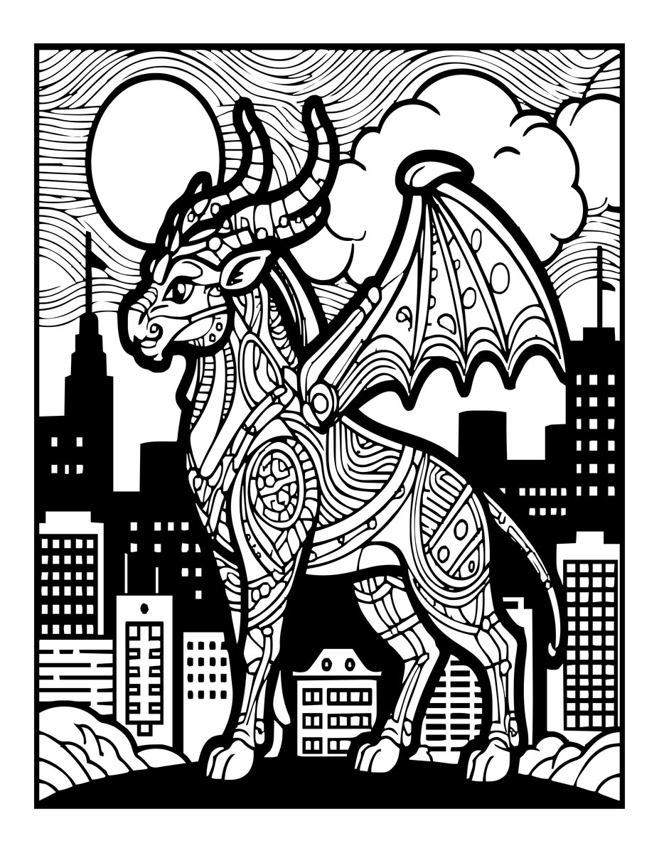 Gargoyle at Night - free printable coloring page