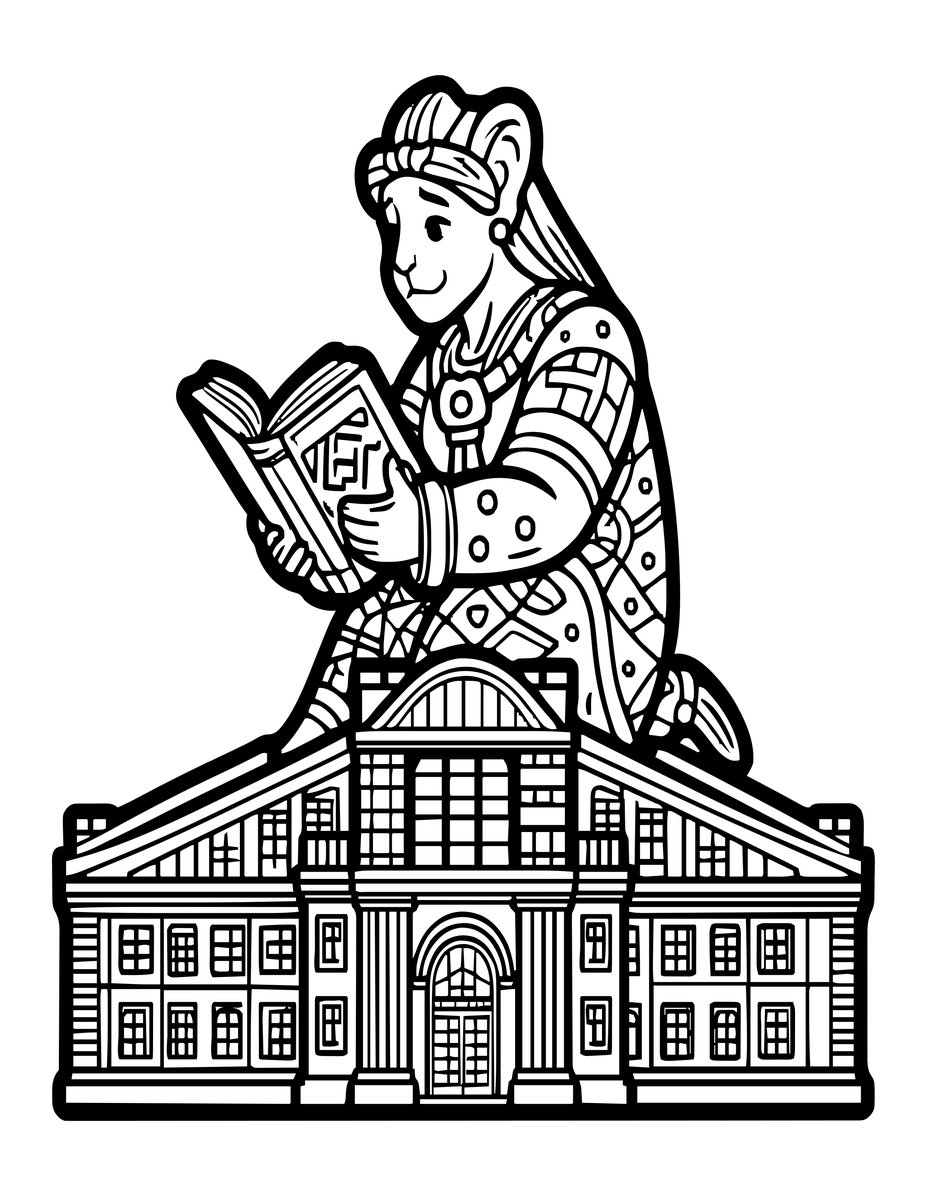 Gargoyle with Book - free printable coloring page