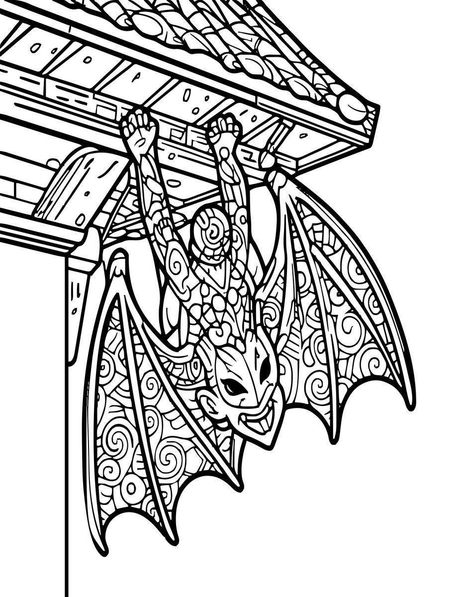 Bat Grotesque - free printable coloring page