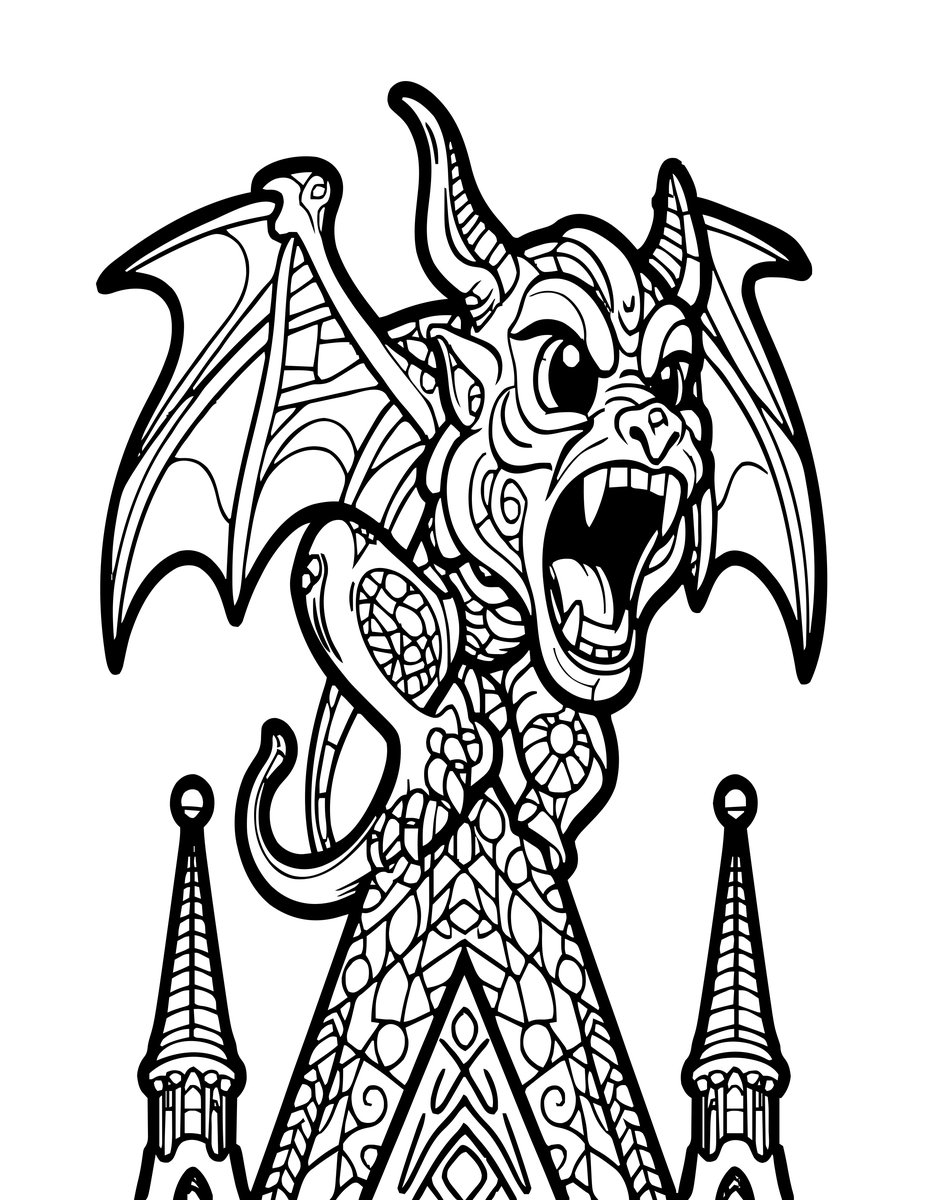 Screaming Gargoyle - free printable coloring page