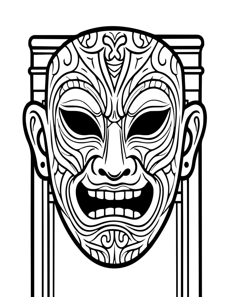 Medieval Mask Grotesque - free printable coloring page
