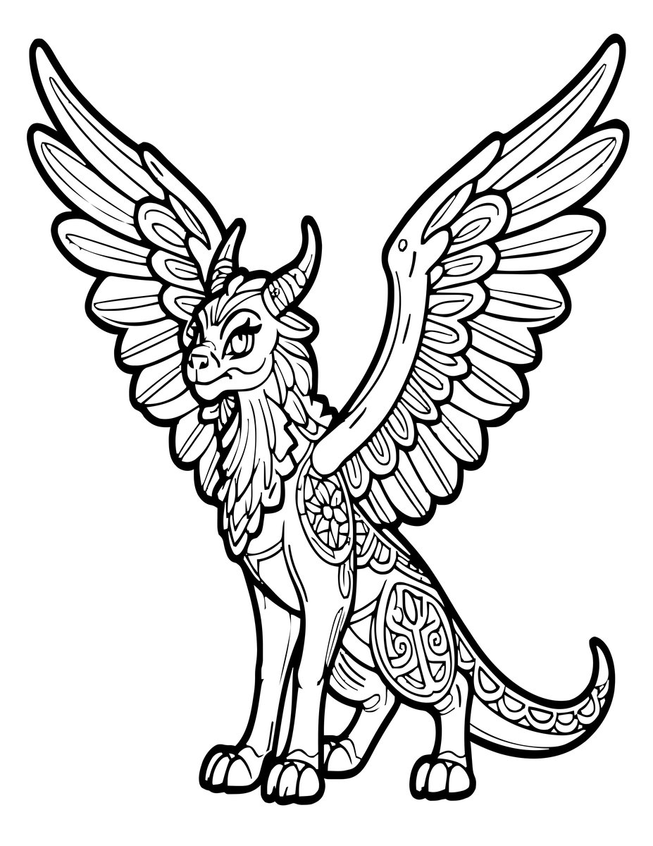 Gargoyle with Wings Spread - free printable coloring page