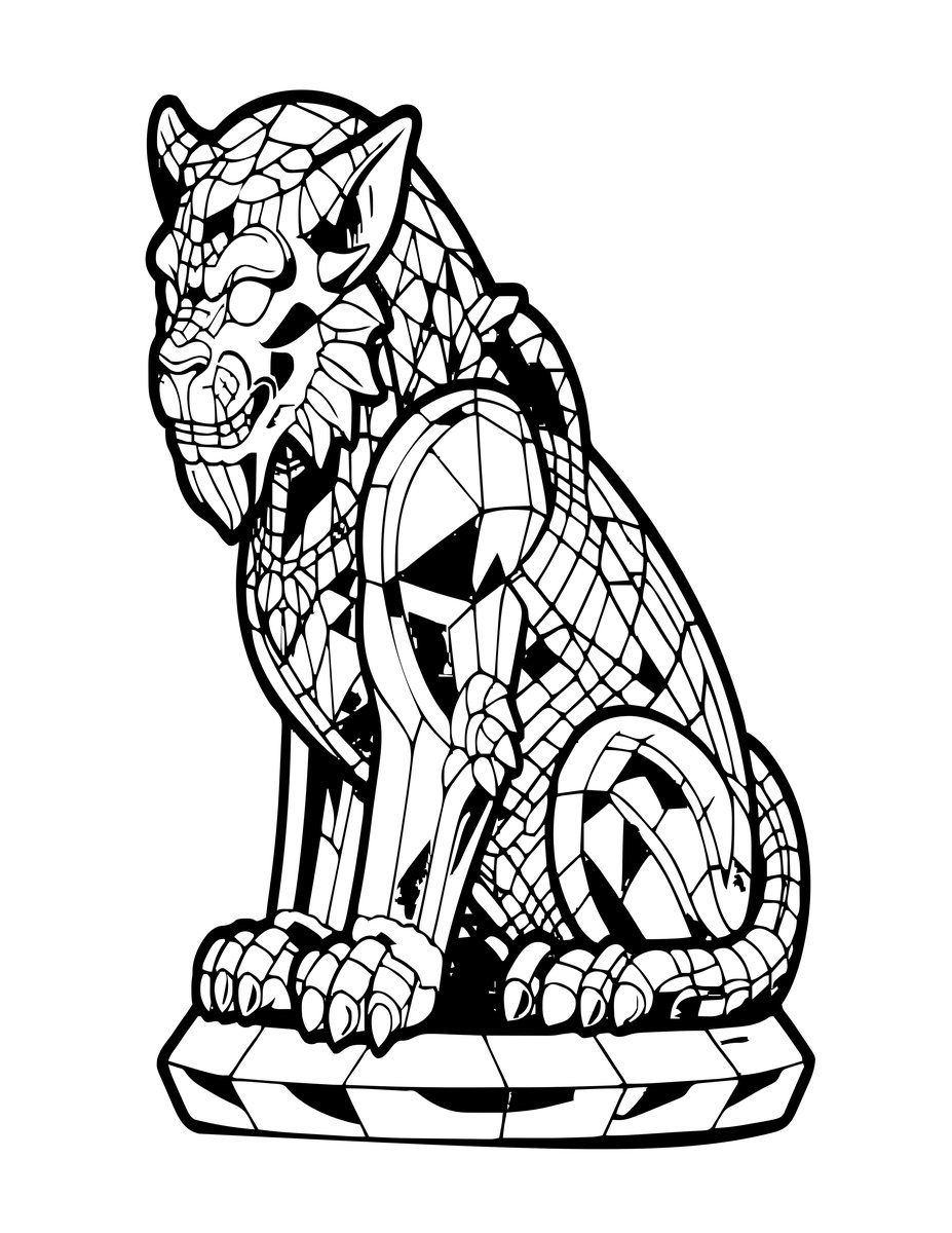 Ice Gargoyle Fantasy - free printable coloring page